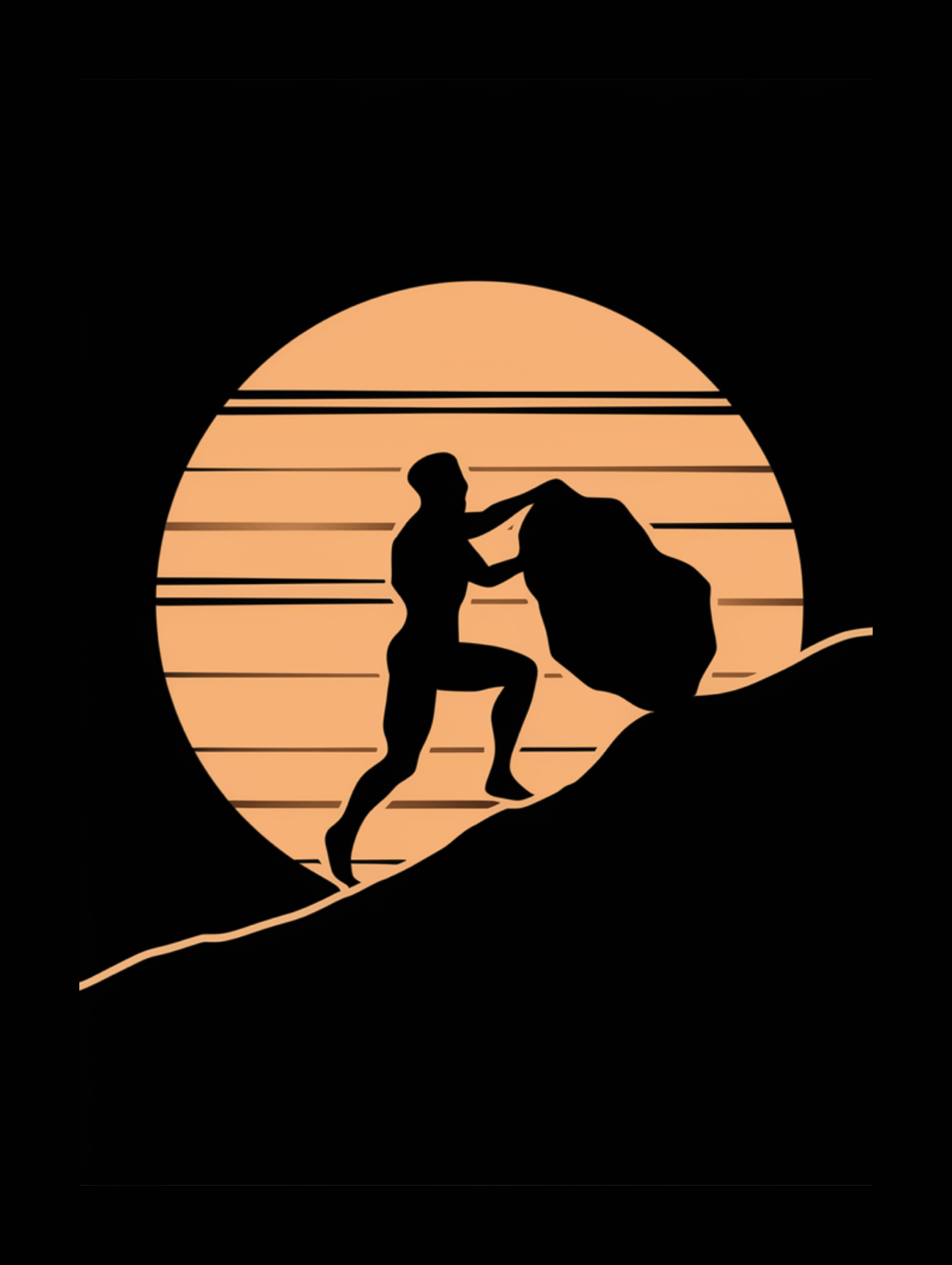 Minimalist black-and-orange illustration: a hand emerges from a surface and raises a clenched fist, symbolizing taking action despite discomfort.