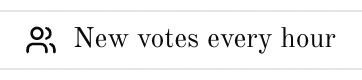 Screenshot of a website banner with a user icon and the text “New votes every hour.”