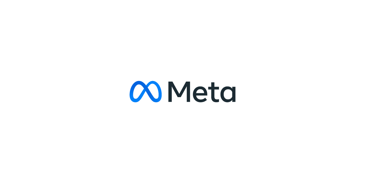 Logotipo de Meta centrado sobre fondo blanco.