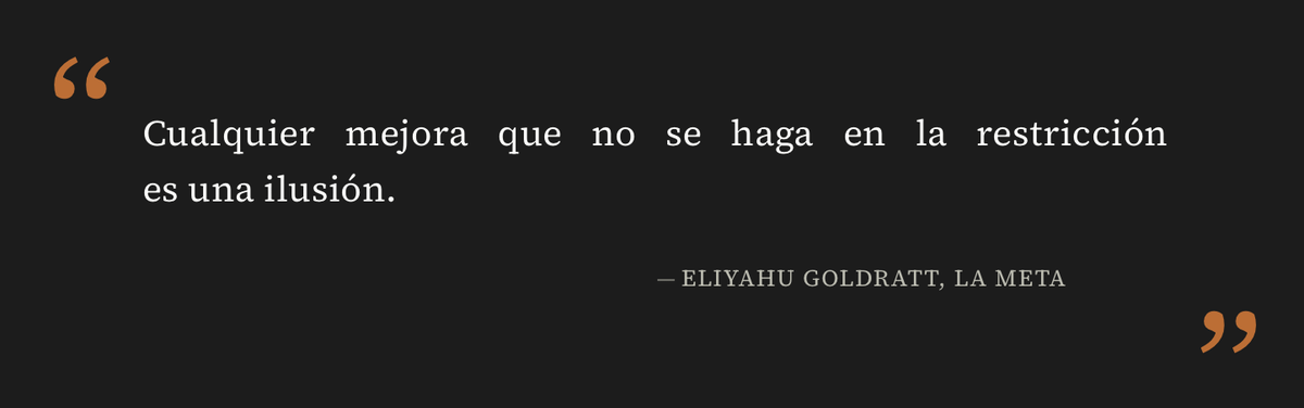 Black quote card featuring Eliyahu Goldratt’s message: “Any improvement that isn’t made at the constraint is an illusion.”